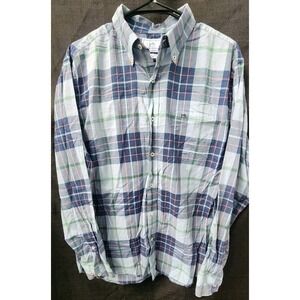 Southern Tide‎ Dress Shirt Mens L Blue Pink Green Plaid Trim Fit Button Up EUC